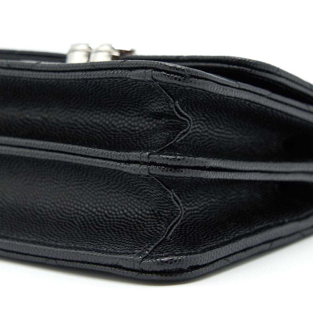 Chanel 22S Giant Chain Top Handle Mini Flap Bag Caviar Black