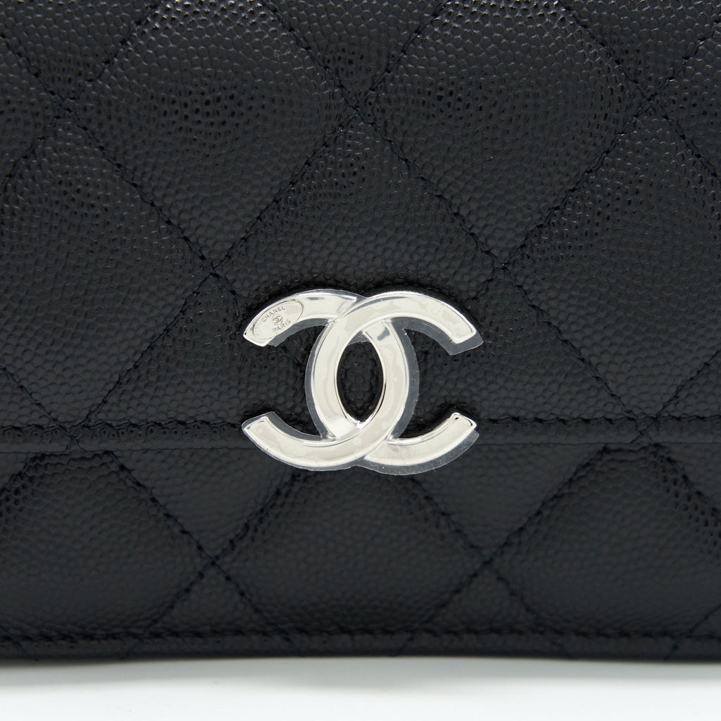 Chanel 22S Giant Chain Top Handle Mini Flap Bag Caviar Black