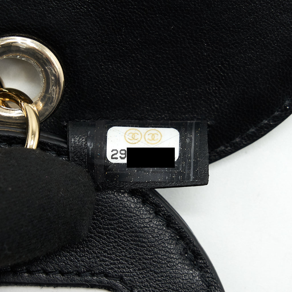 CHANEL QUILTED LUGGAGE TAG LAMBSKIN BLACK L