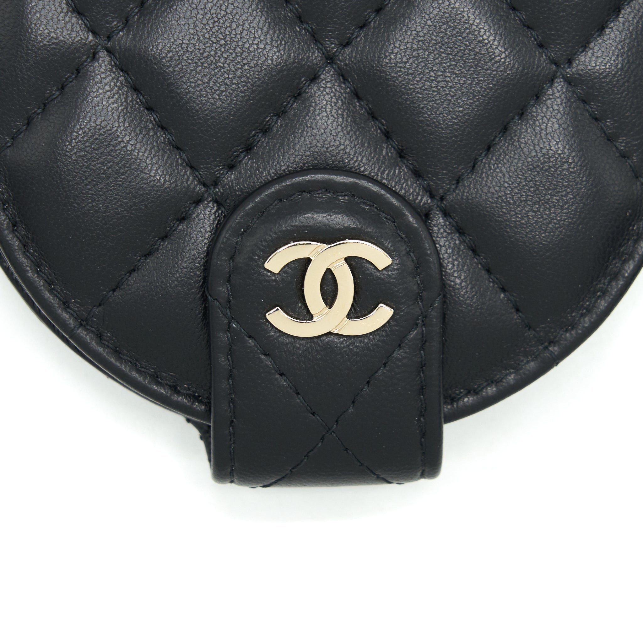 CHANEL QUILTED LUGGAGE TAG LAMBSKIN BLACK L