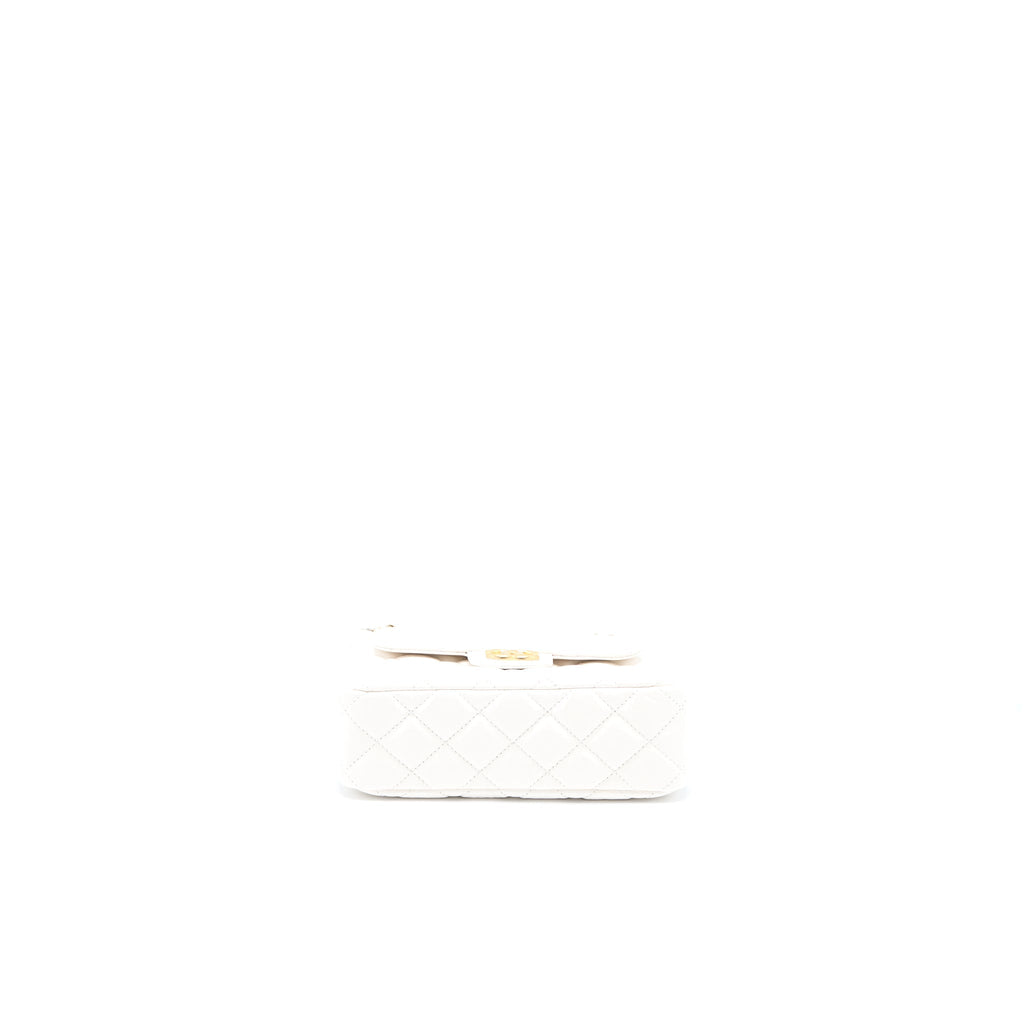Chanel 23C Small Hobo Bag Shiny Calfskin White Brushed  (Microchip)