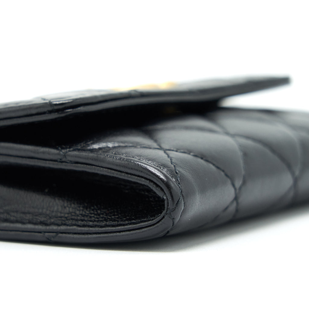 Chanel Quilted Mini Flap Card Holder Lambskin Black