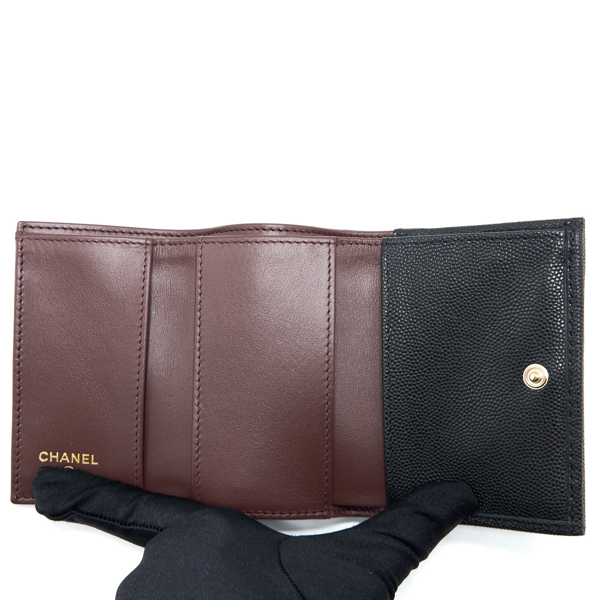 Chanel Small Compact Wallet Caviar Black L