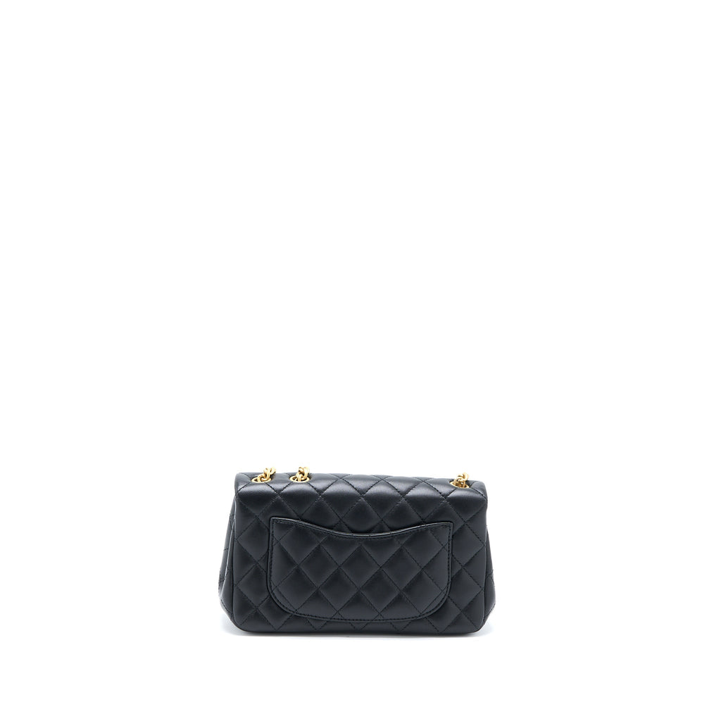 Chanel 23S Camellia Chain Mini Rectangular Lambskin Black Brushed  (Microchip)