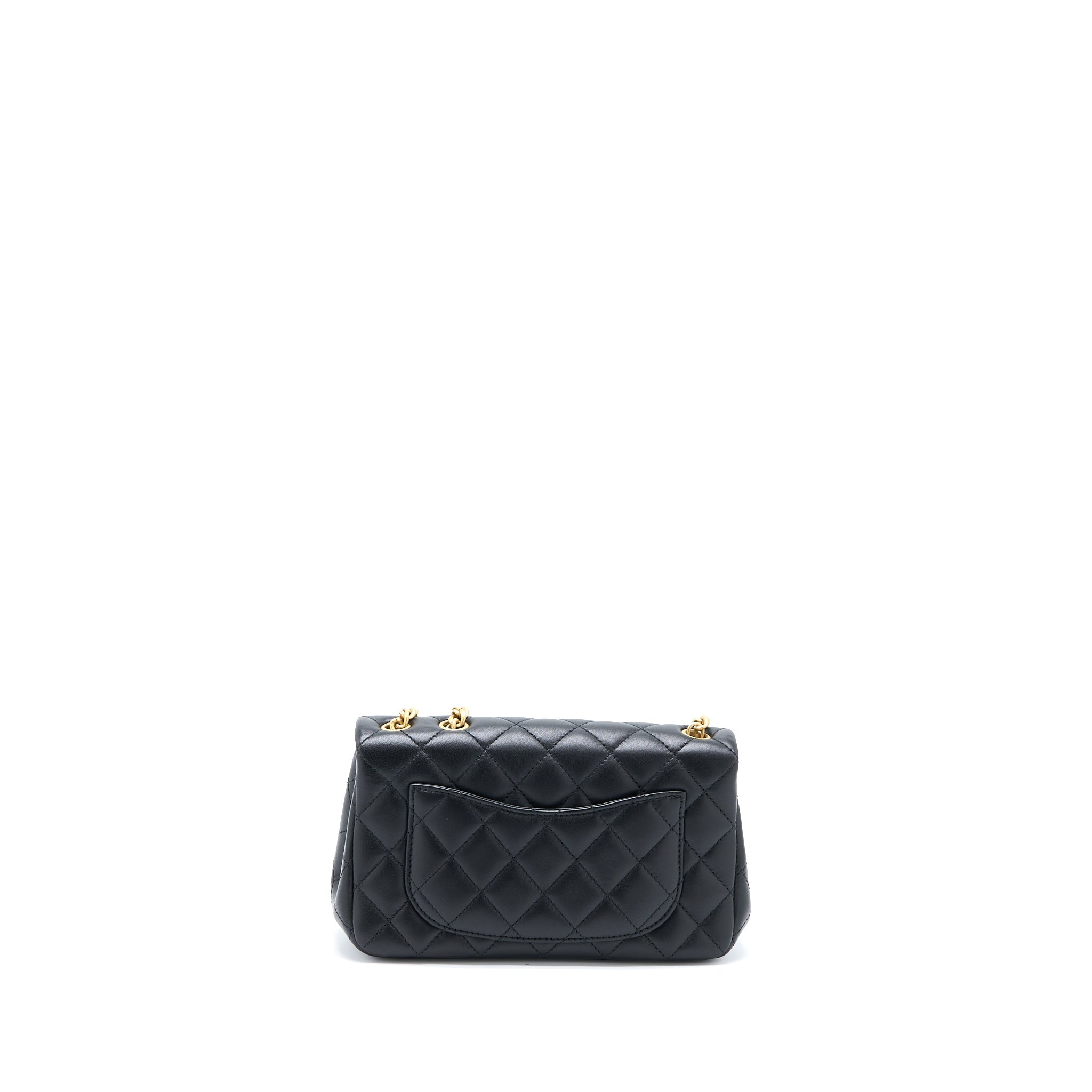 Chanel 23S Camellia Chain Mini Rectangular Lambskin Black Brushed  (Microchip)