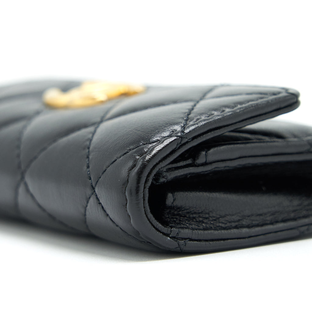 Chanel Quilted Mini Flap Card Holder Lambskin Black
