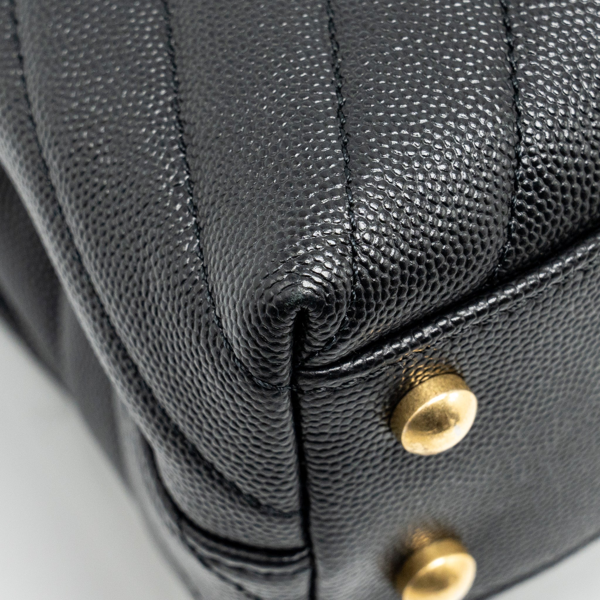 Chanel Small Coco Handle Chevron Caviar with Lizard Embossed Handle Black/ Burgundy