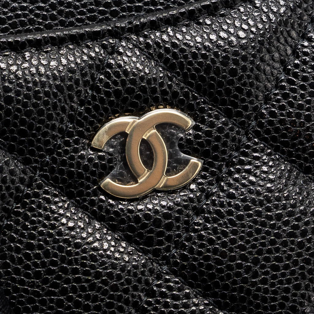 Chanel square zipper pouch card holder caviar black L (Microchip)