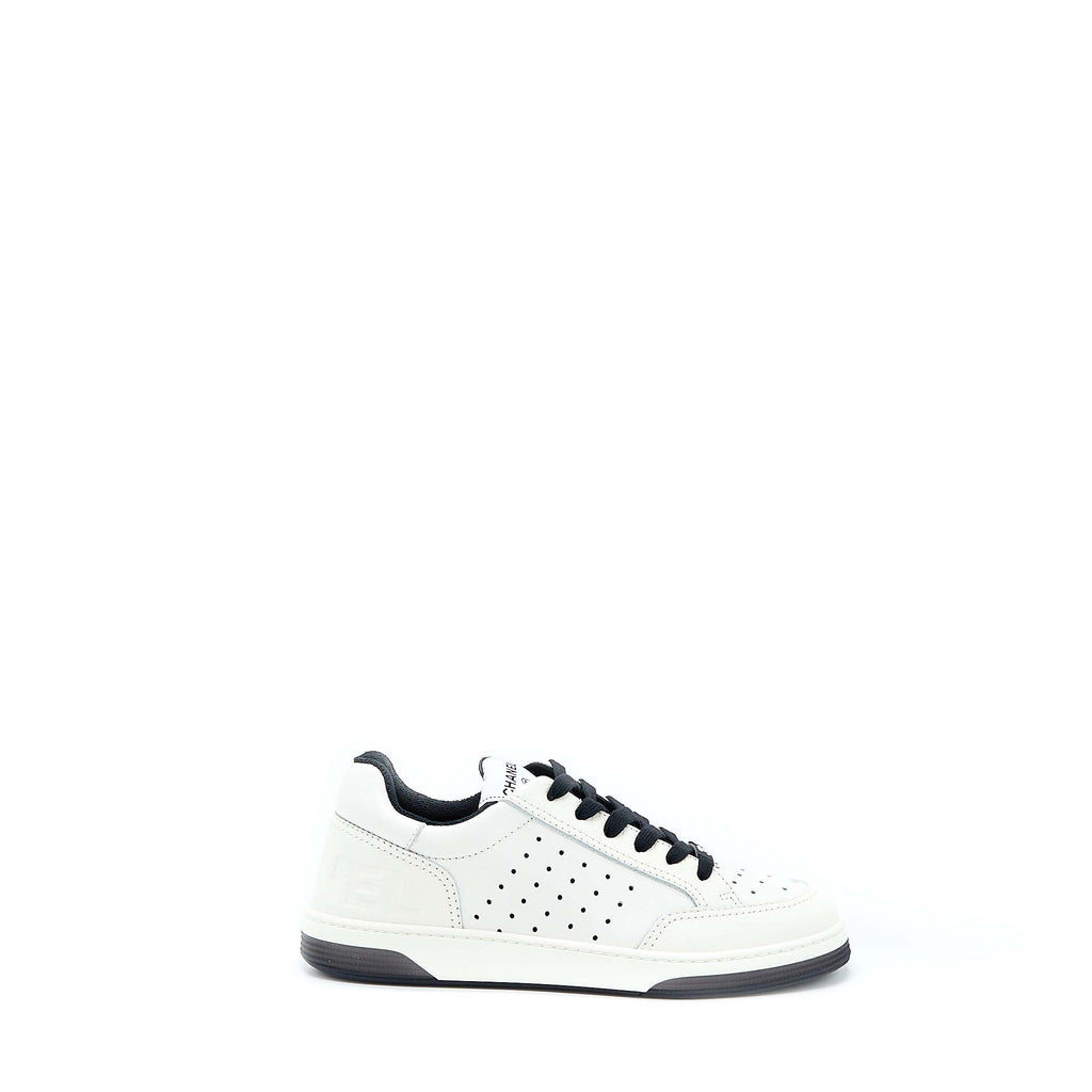 Chanel Size 37.5 Letter/CC Logo Sneaker Calfskin Black/White