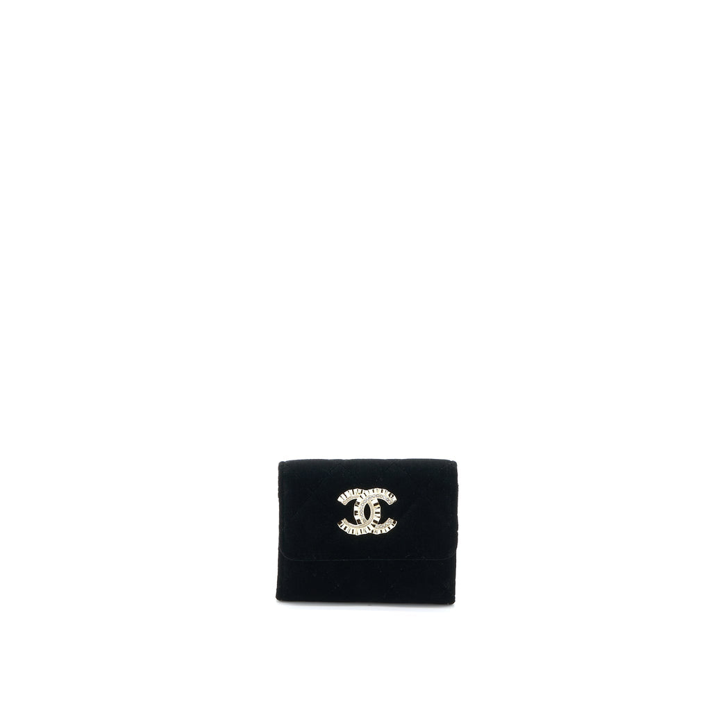 Chanel 21A Flap Card Holder Velvet Black L