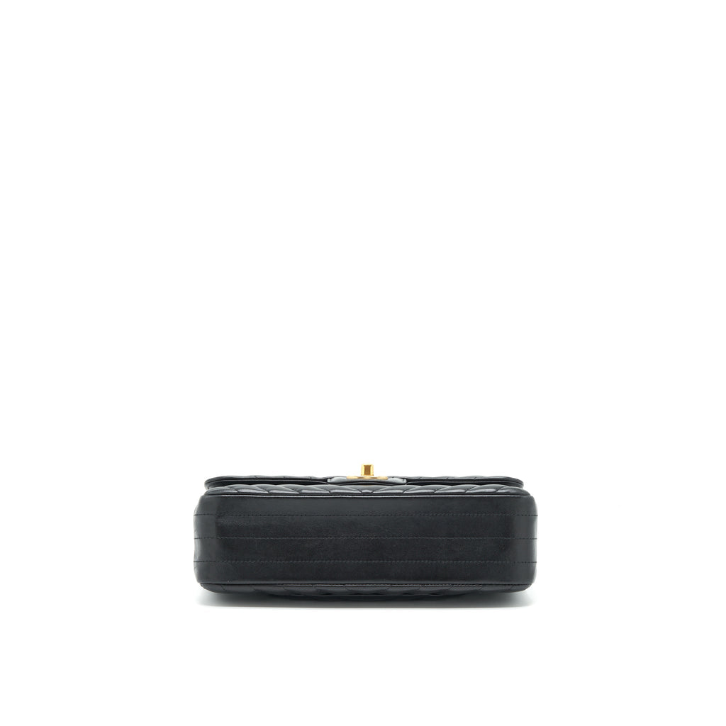 Chanel Small Classic Double Flap Bag Chevron Lambskin Black