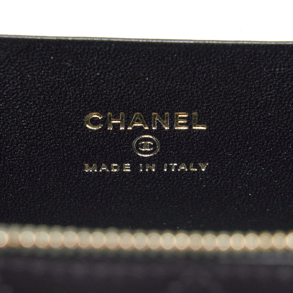 Chanel 22A Mini Top Handle Long Vanity With Chain Lambskin Black L (Microchip)