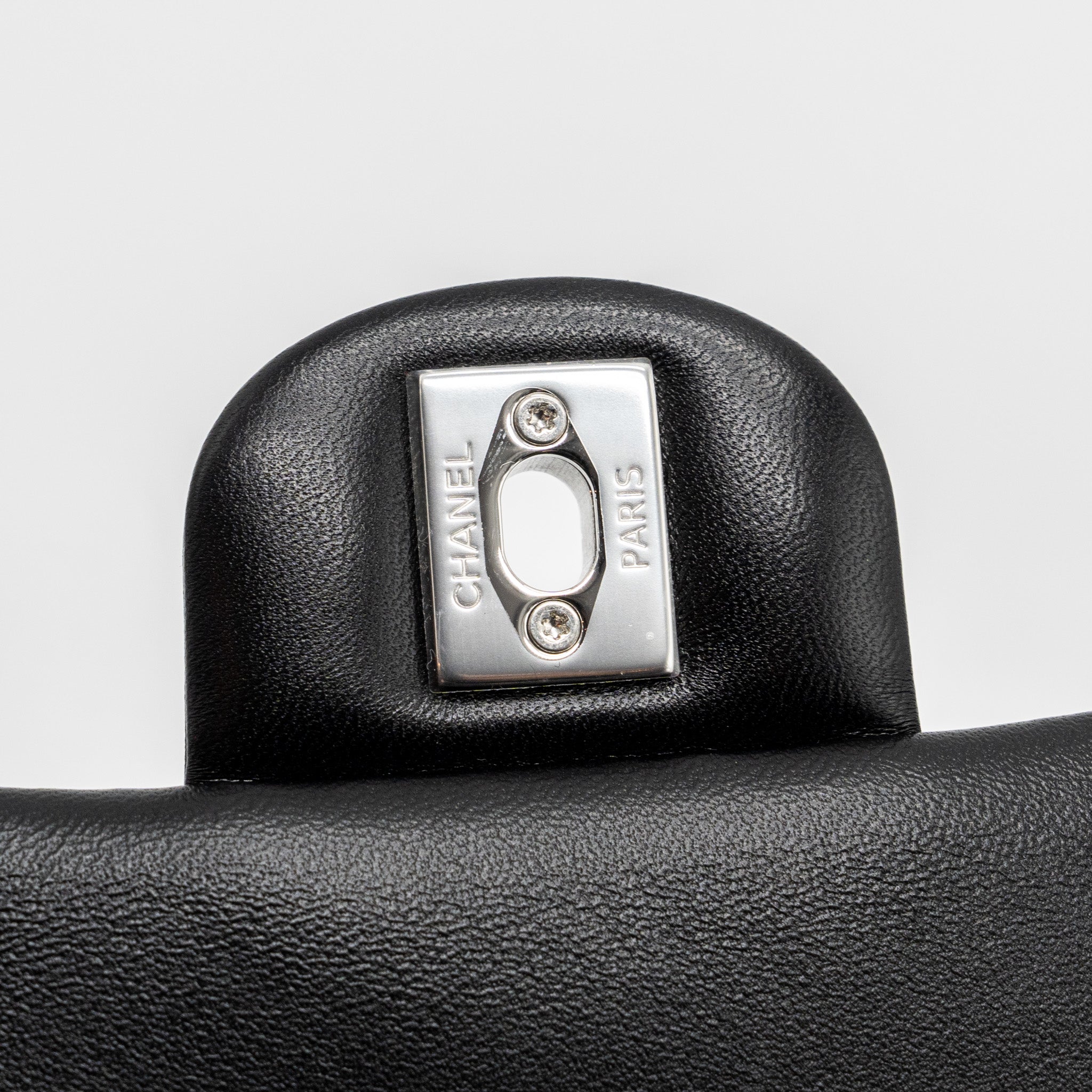 Chanel mini rectangular flap bag lambskin black  (microchip)