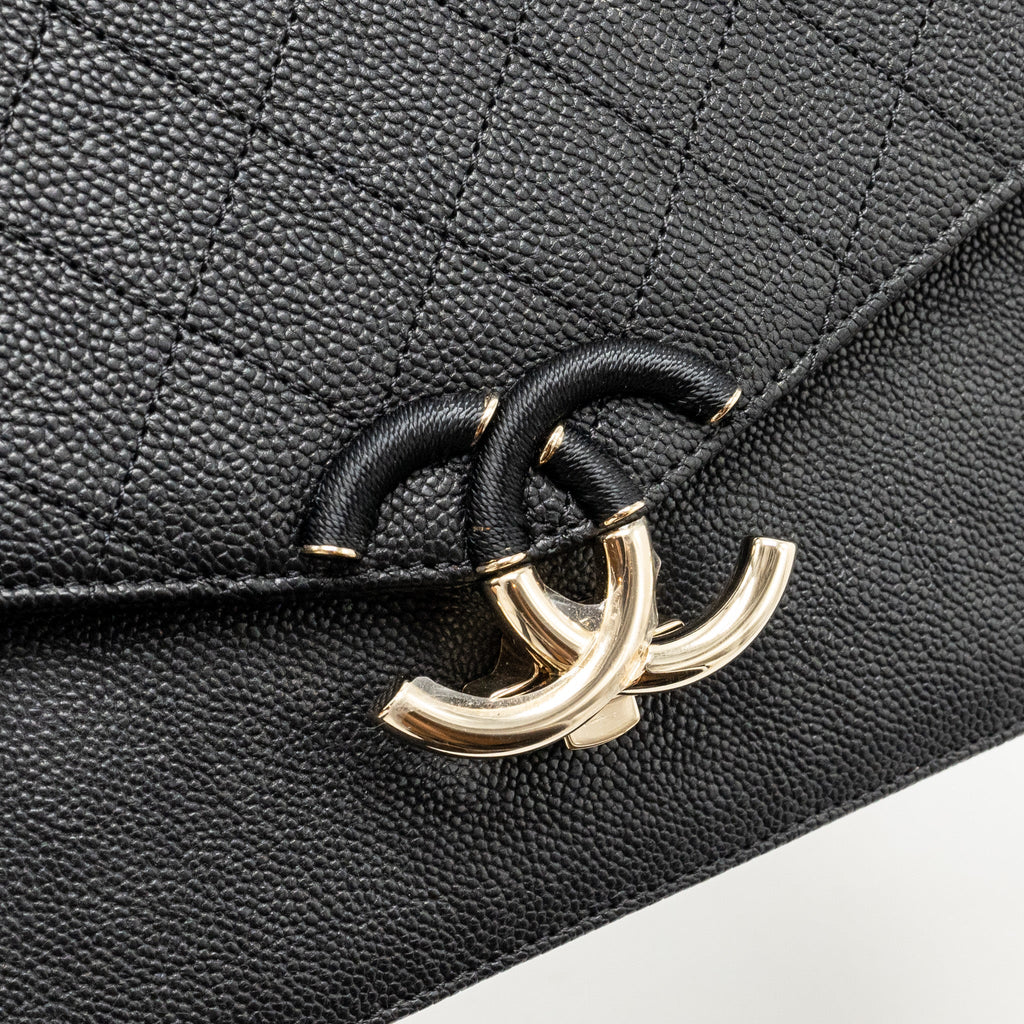 Chanel Paris-Cuba Thread Around Flap Bag With Chain Caviar Black L