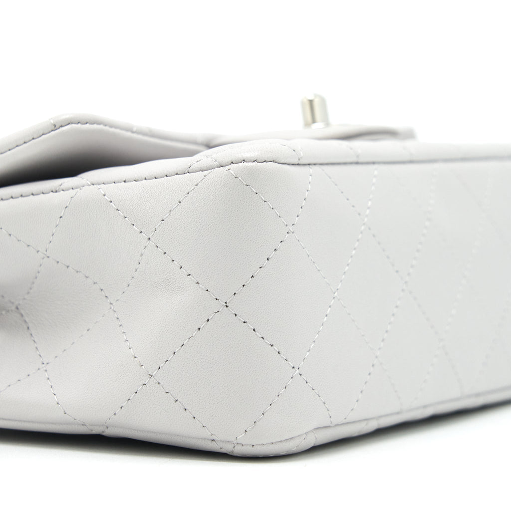 Chanel Mini Rectangular Flap Bag Lambskin Light Grey