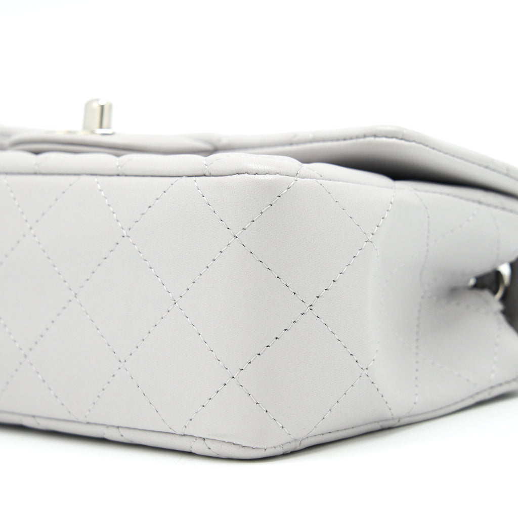 Chanel Mini Rectangular Flap Bag Lambskin Light Grey