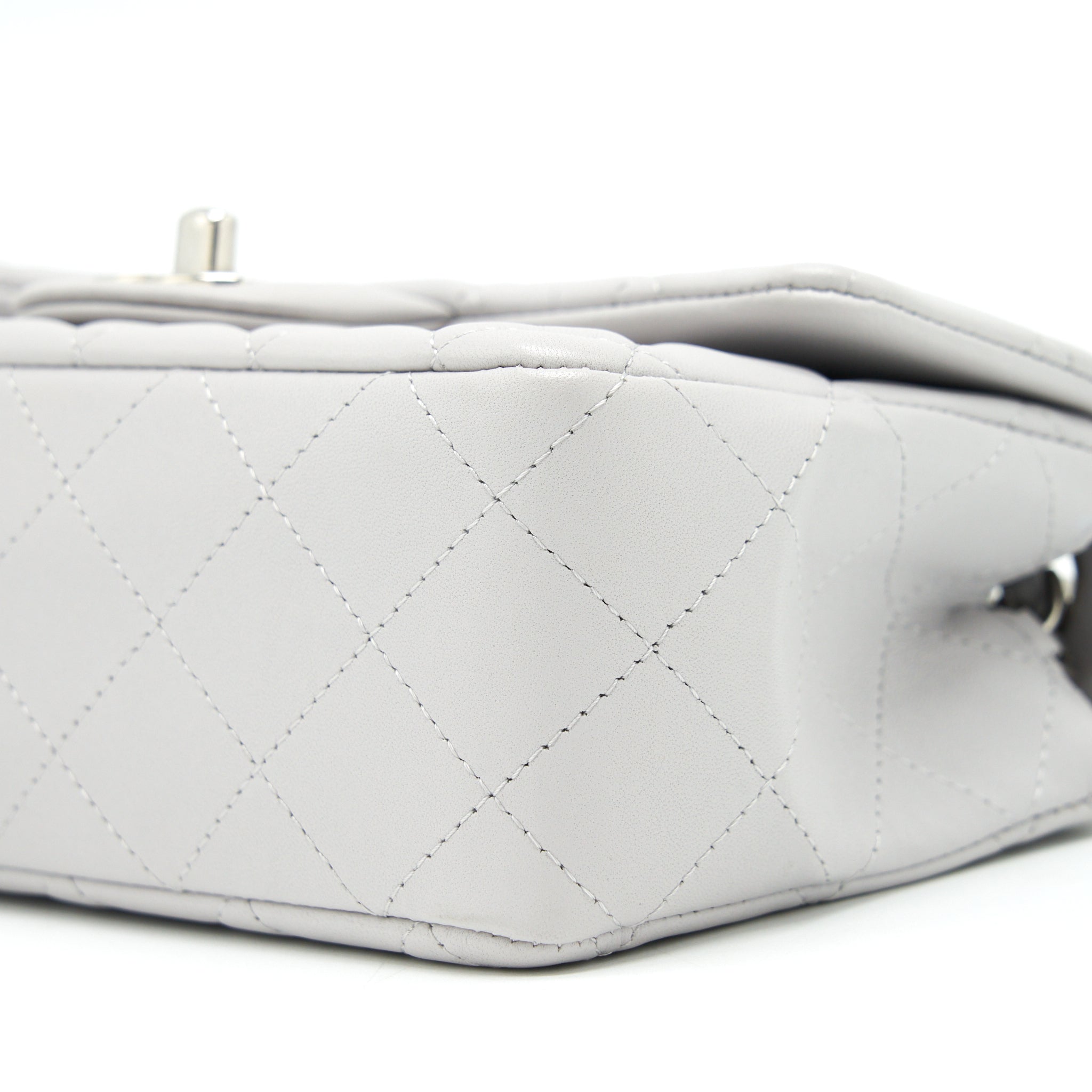 Chanel Mini Rectangular Flap Bag Lambskin Light Grey