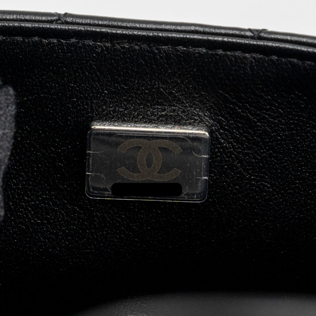 Chanel mini rectangular flap bag lambskin black  (microchip)
