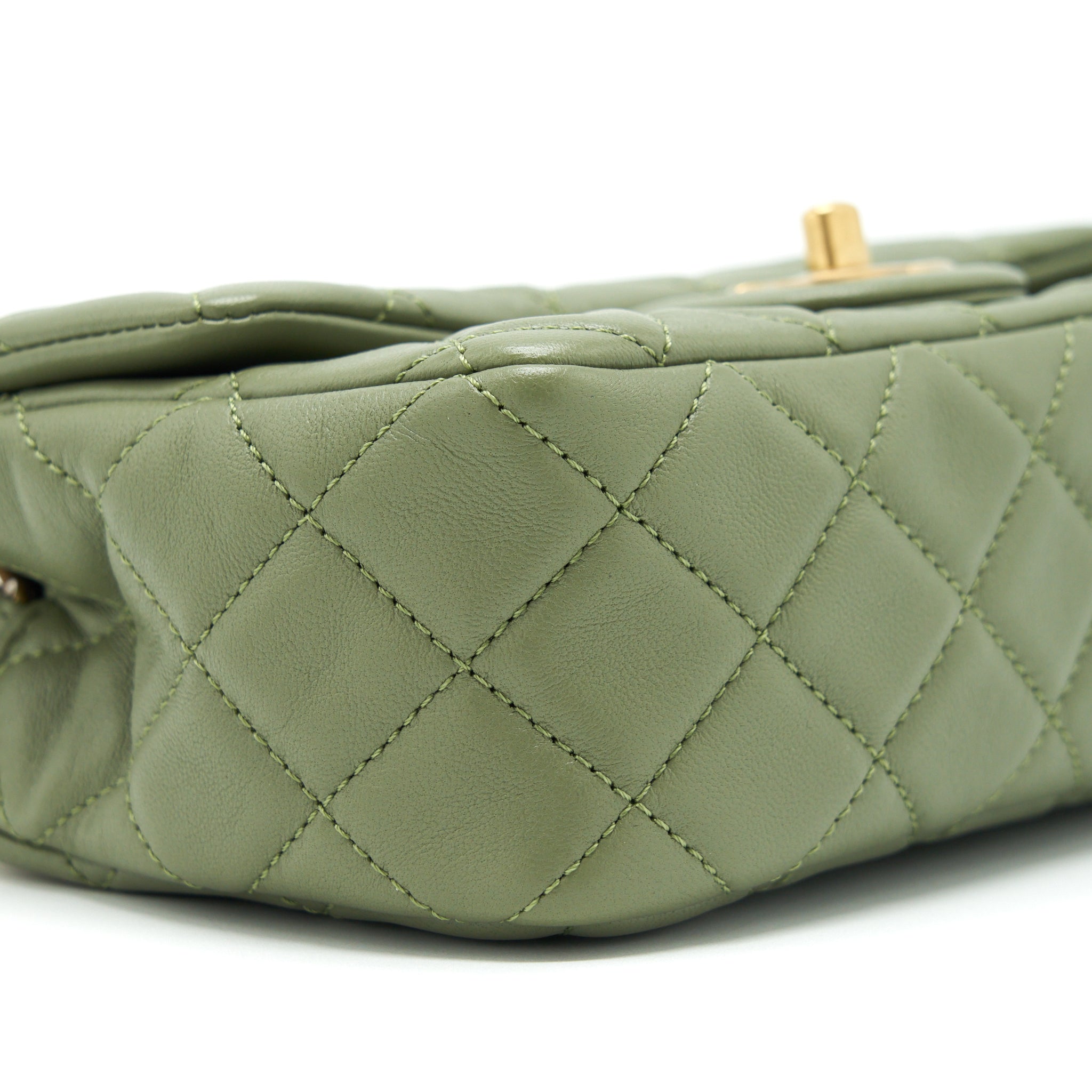 Chanel Pear Crush Mini Rectangular Flap Bag 21B Lambskin Green