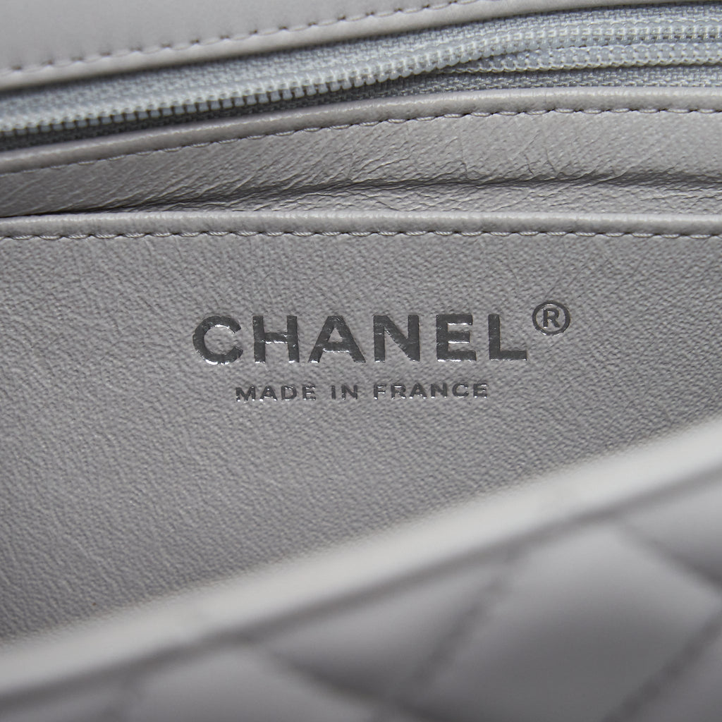 Chanel Mini Rectangular Flap Bag Lambskin Light Grey