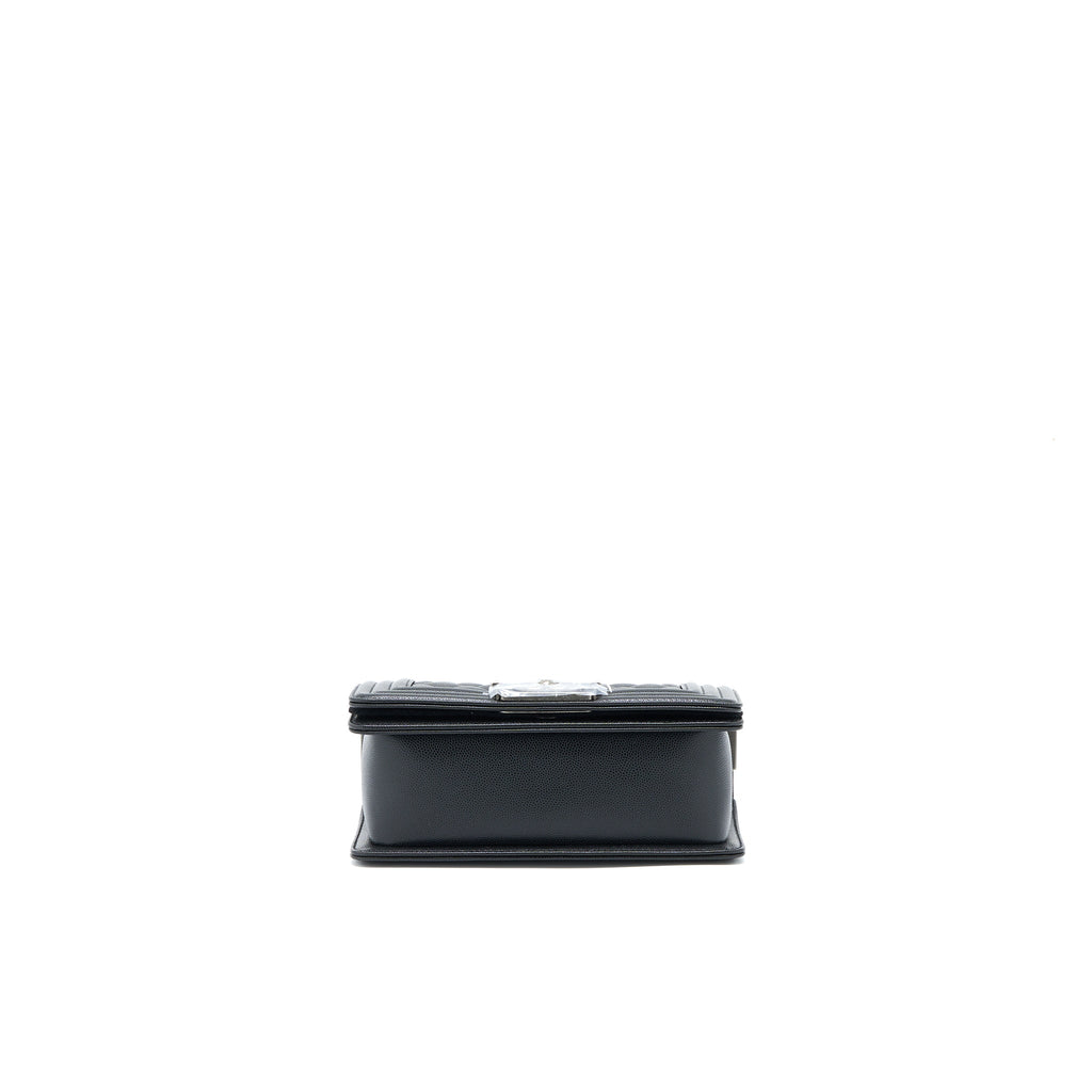 Chanel Small Boy Bag Caviar Black Ruthenium  (Microchip)