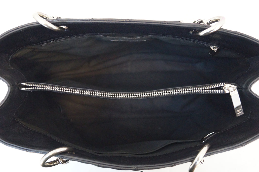 CHANEL Black Caviar Leather Grand Shopping Tote Bag
