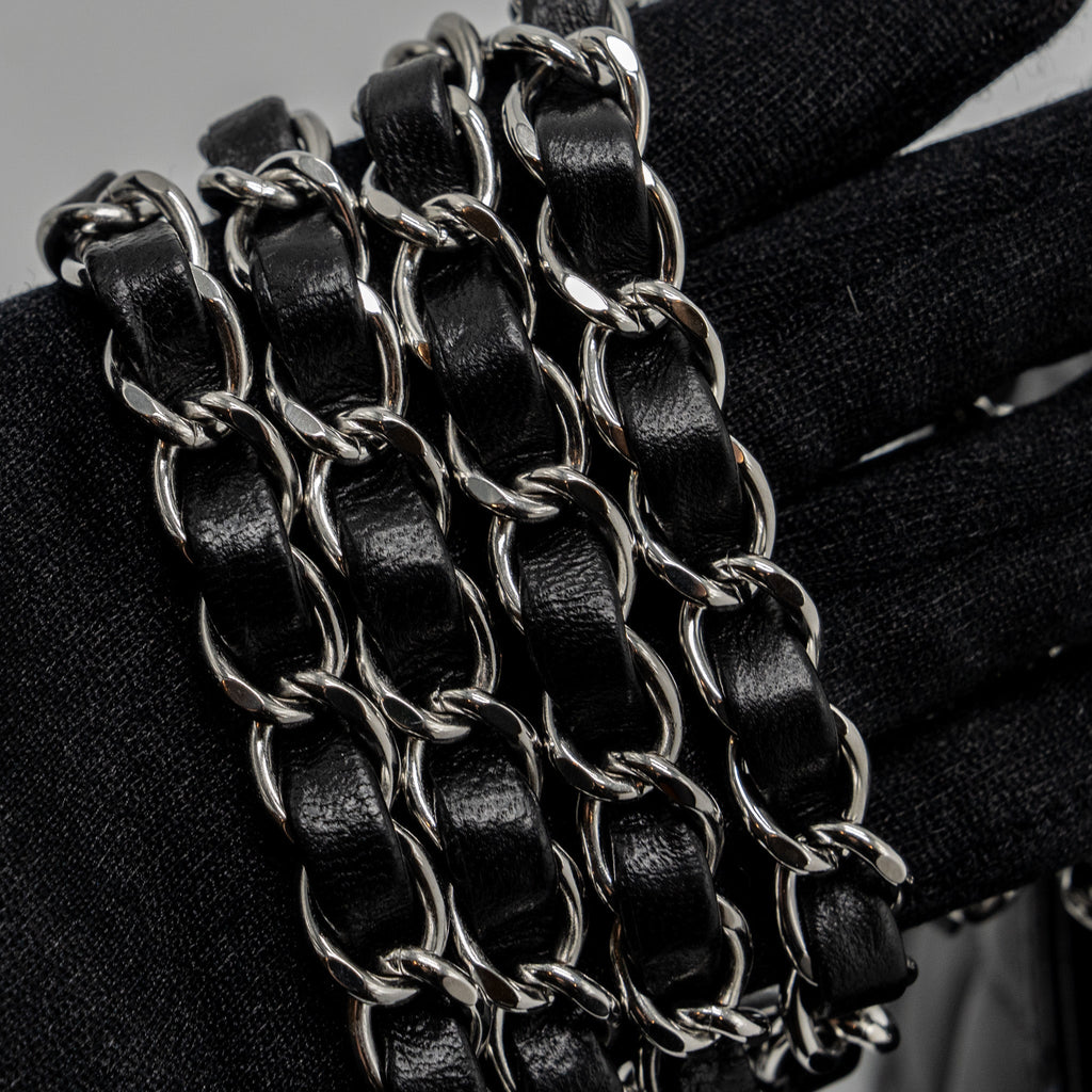 Chanel mini rectangular flap bag lambskin black  (microchip)