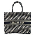CHRISTIAN DIOR Large Book Oblique Embroidered Canvas Tote Bag Multicolor