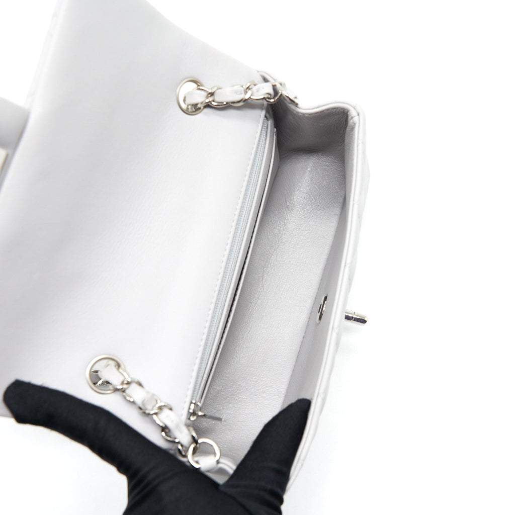Chanel Mini Rectangular Flap Bag Lambskin Light Grey