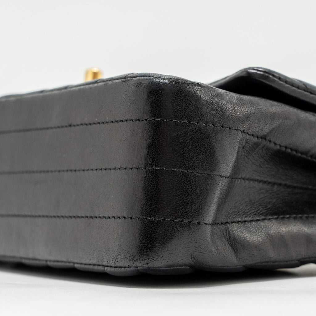 Chanel Mini Rectangular Flap Bag Chevron Lambskin Black