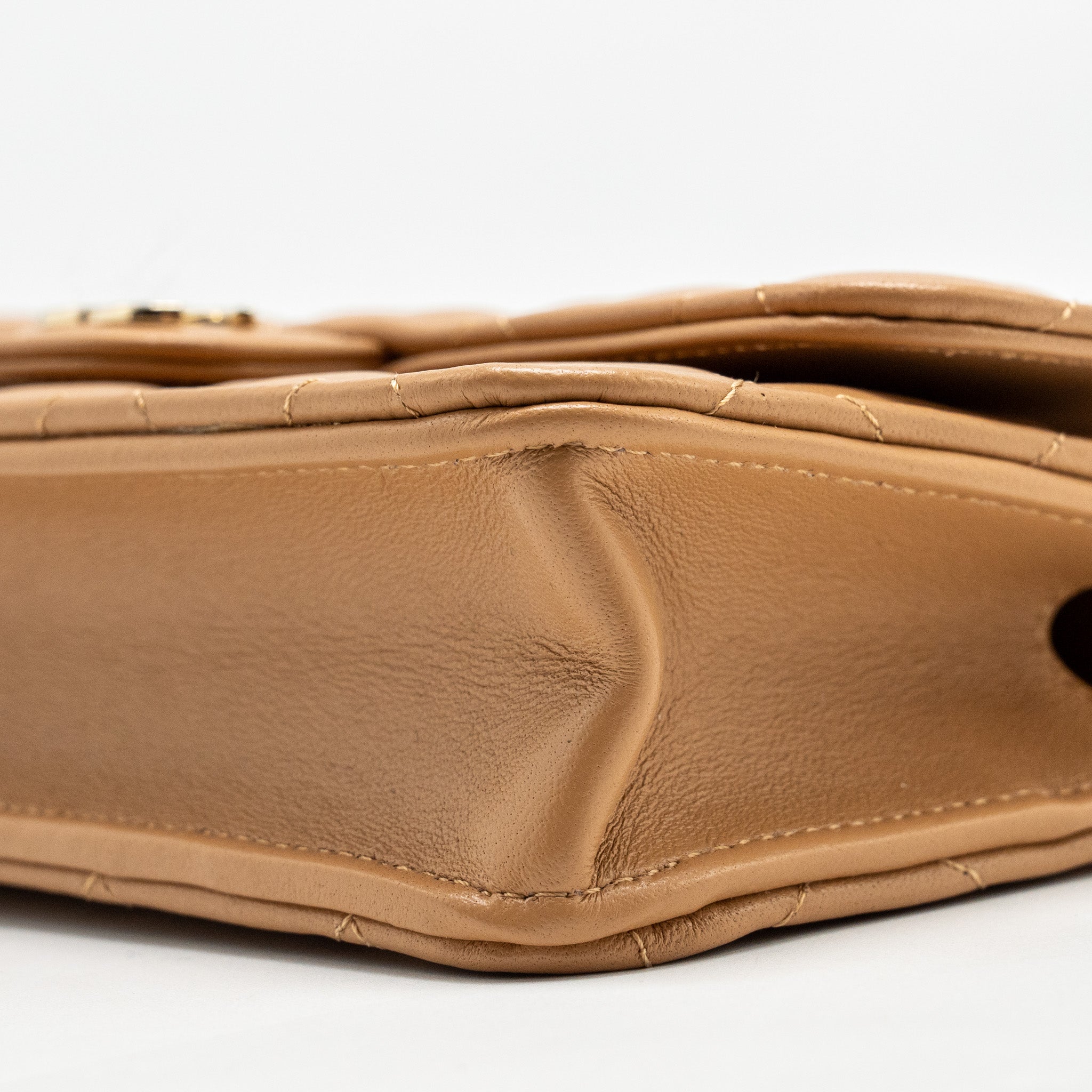 Chanel Top Handle Mini Flap Bag Lambskin Caramel L (Microchip)
