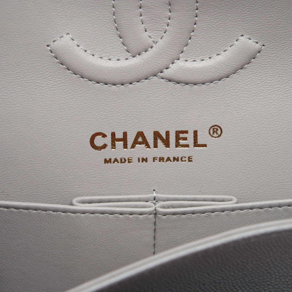Chanel 21A Small Classic Double Flap Bag Caviar NC634 Light Grey L