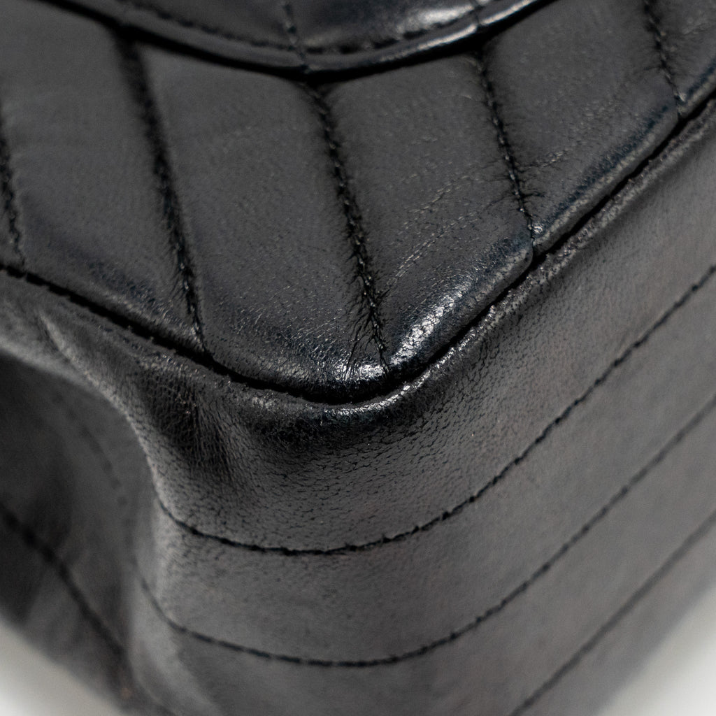 Chanel Mini Rectangular Flap Bag Chevron Lambskin Black