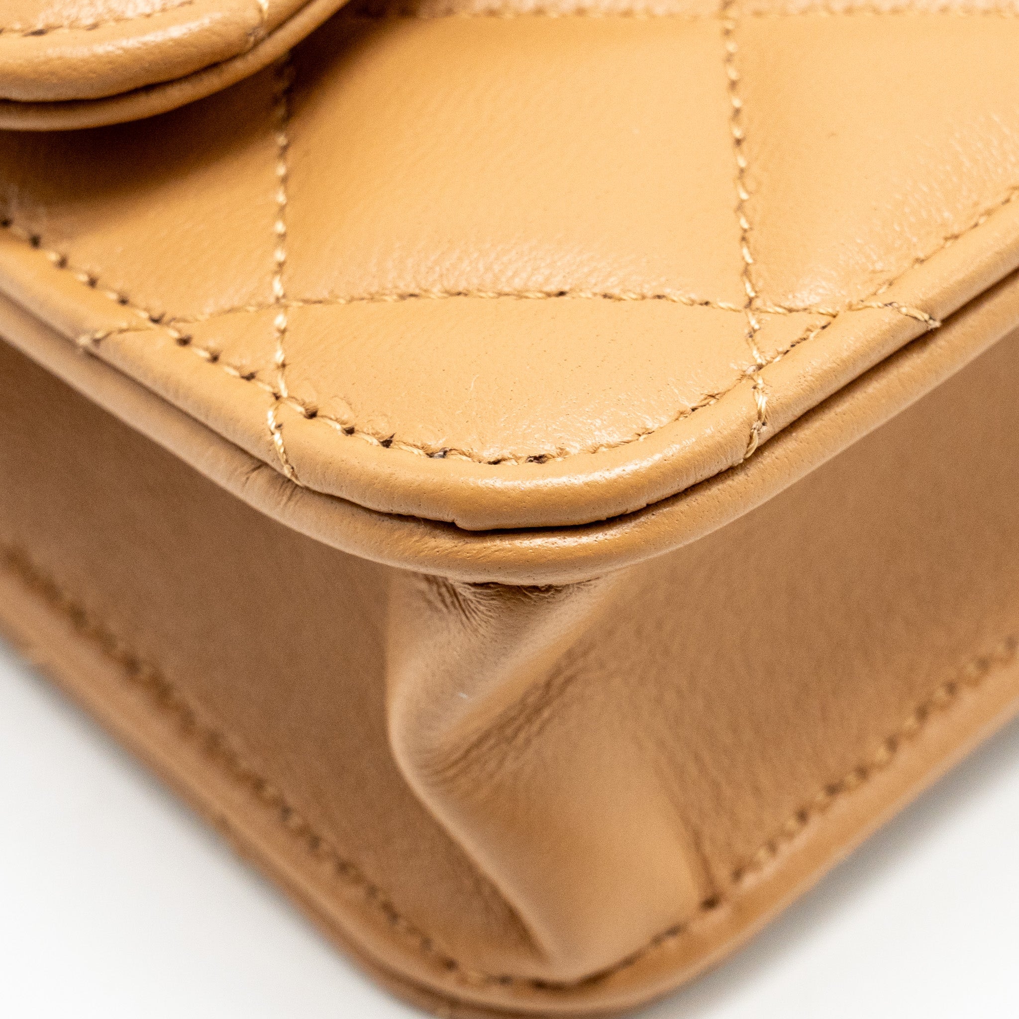 Chanel Top Handle Mini Flap Bag Lambskin Caramel L (Microchip)