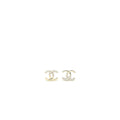 Chanel CC Logo Earrings Crystal Light Gold Tone