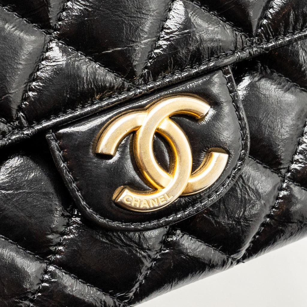 Chanel Hobo Bag shiny calfskin Black  (microchip)