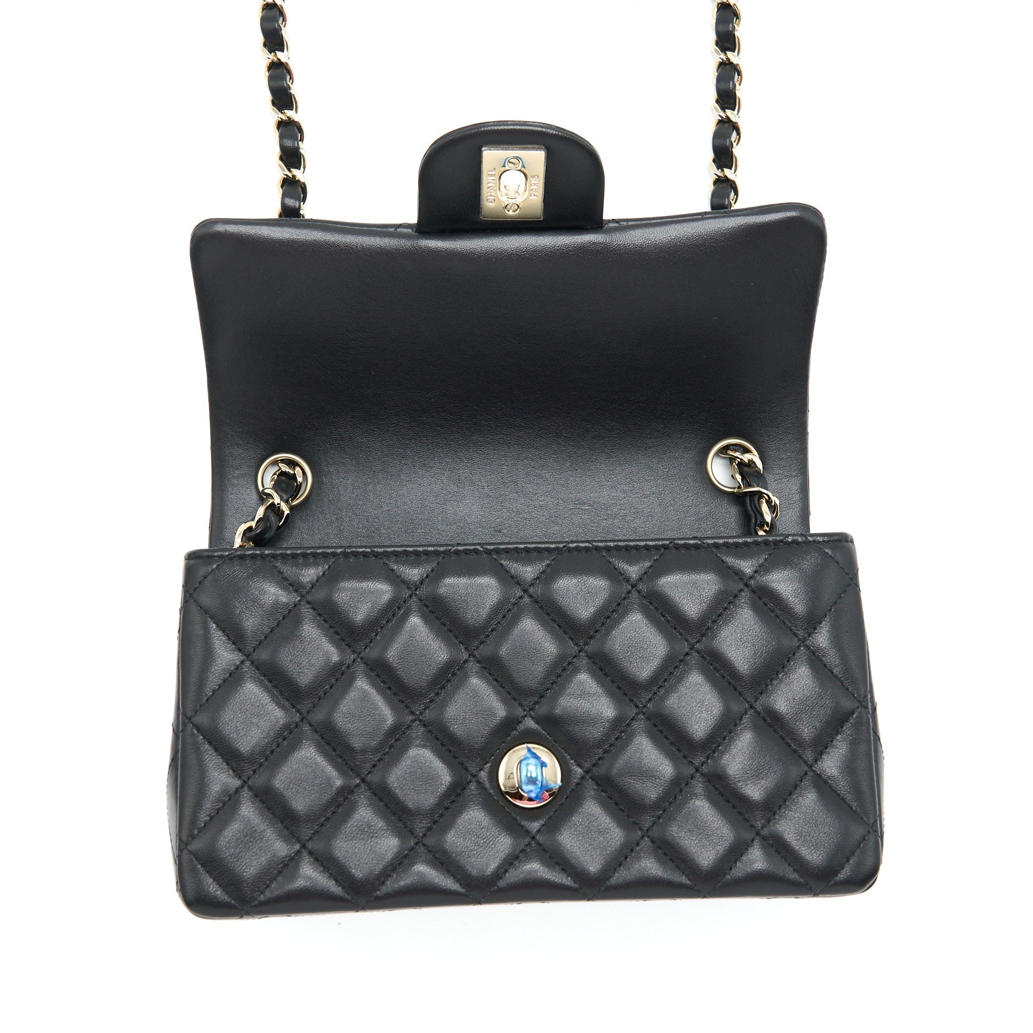 Chanel Mini Rectangular Flap Bag Lambskin Black L