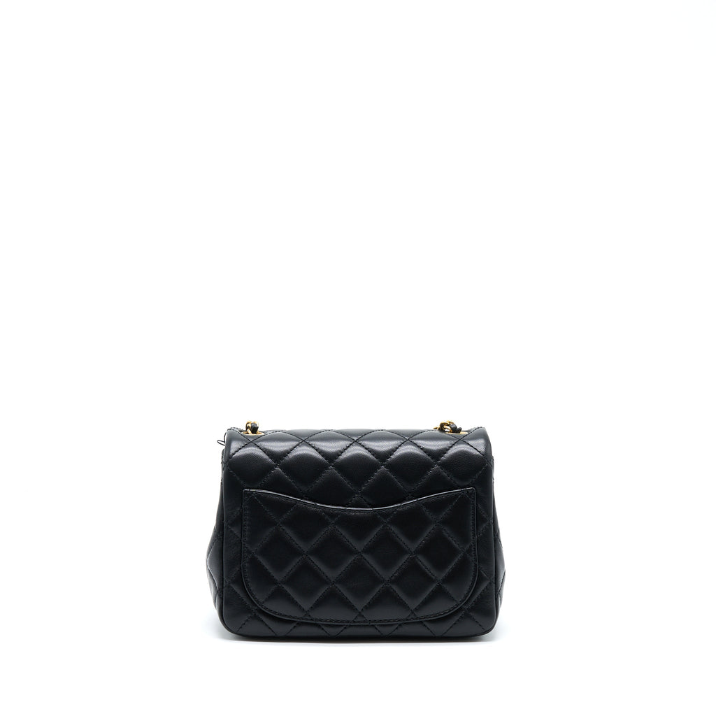 Chanel Pearl Crush Mini Square Flap Bag Lambskin Black