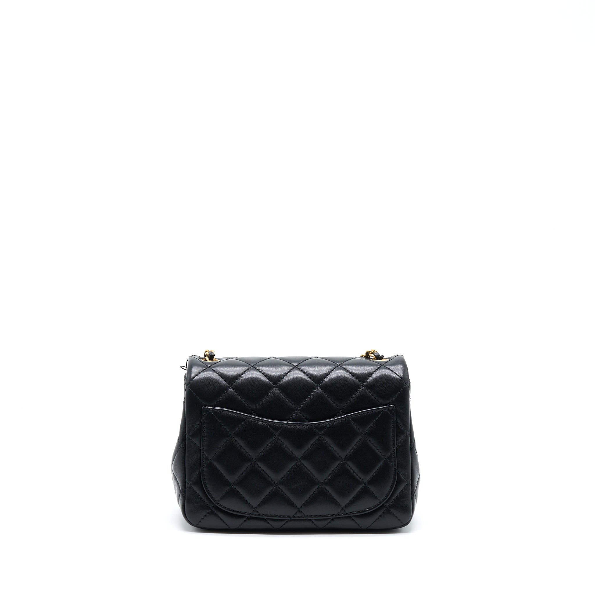 Chanel Pearl Crush Mini Square Flap Bag Lambskin Black