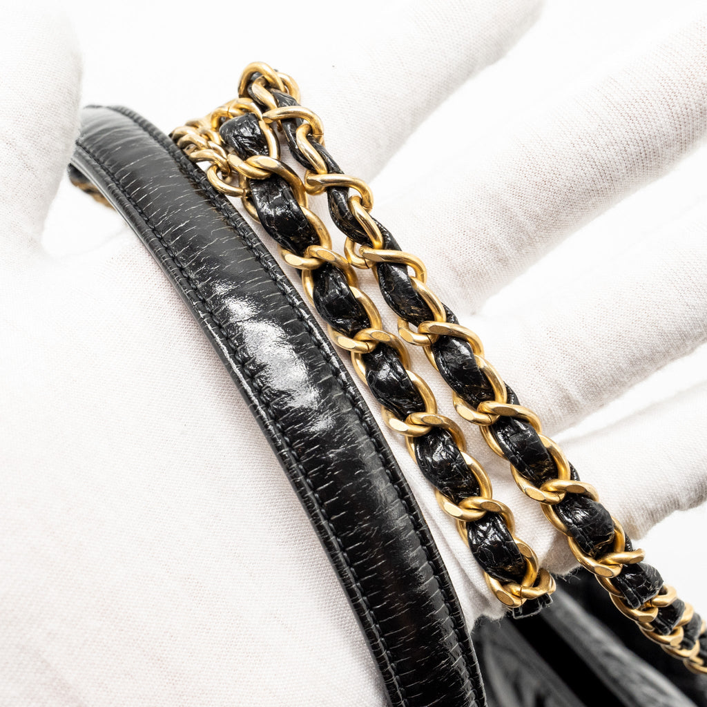 Chanel Hobo Bag shiny calfskin Black  (microchip)