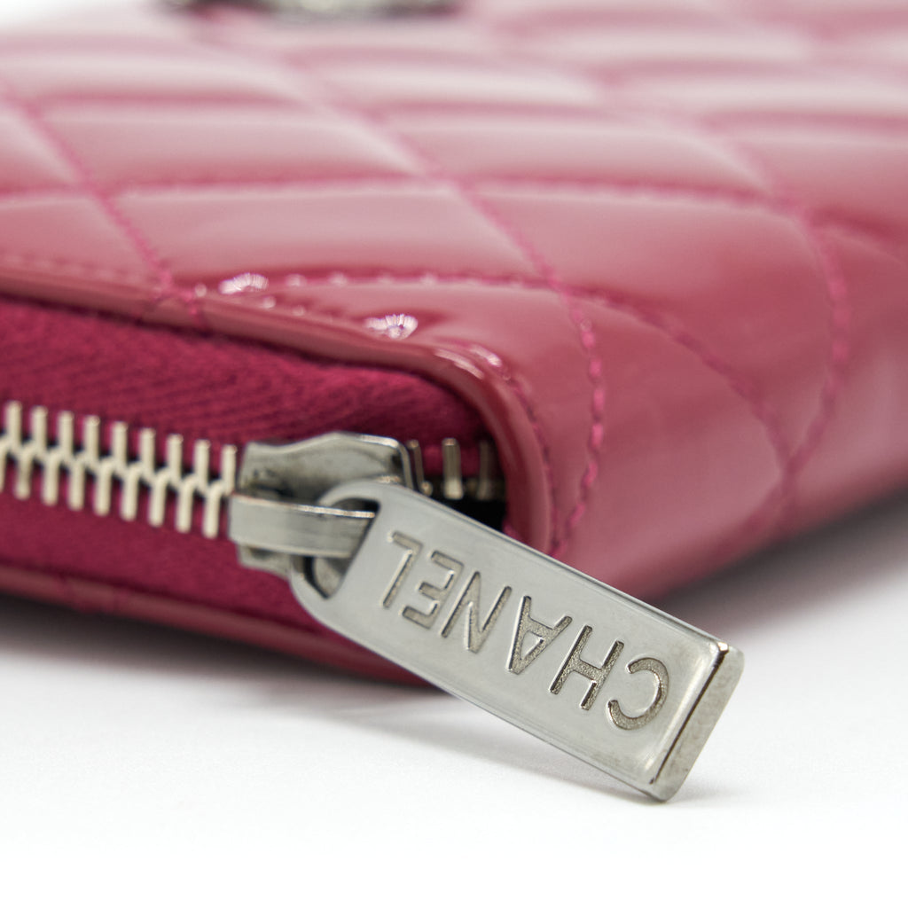 Chanel Long Zip Wallet Patent Fuchsia