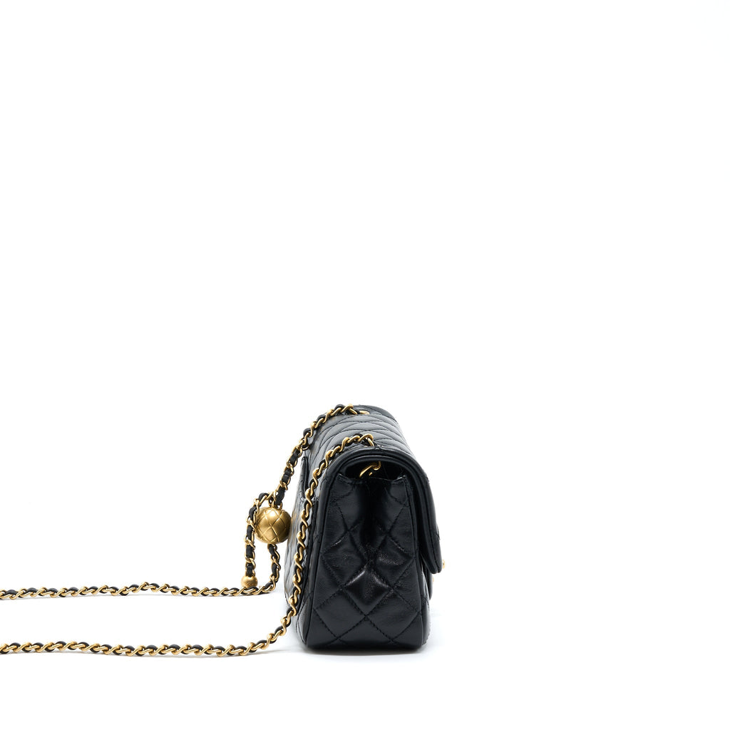 Chanel Pearl Crush Mini Square Flap Bag Lambskin Black
