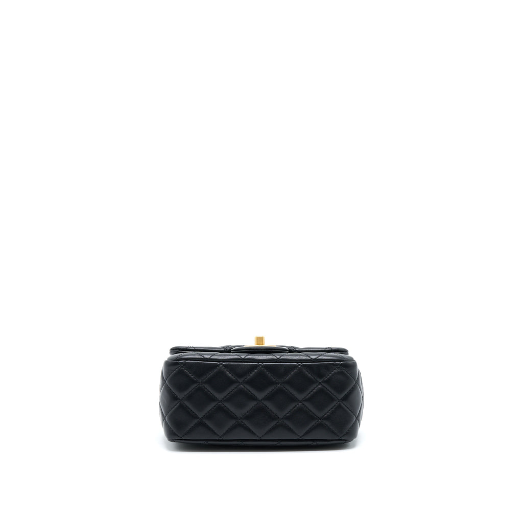 Chanel Pearl Crush Mini Square Flap Bag Lambskin Black