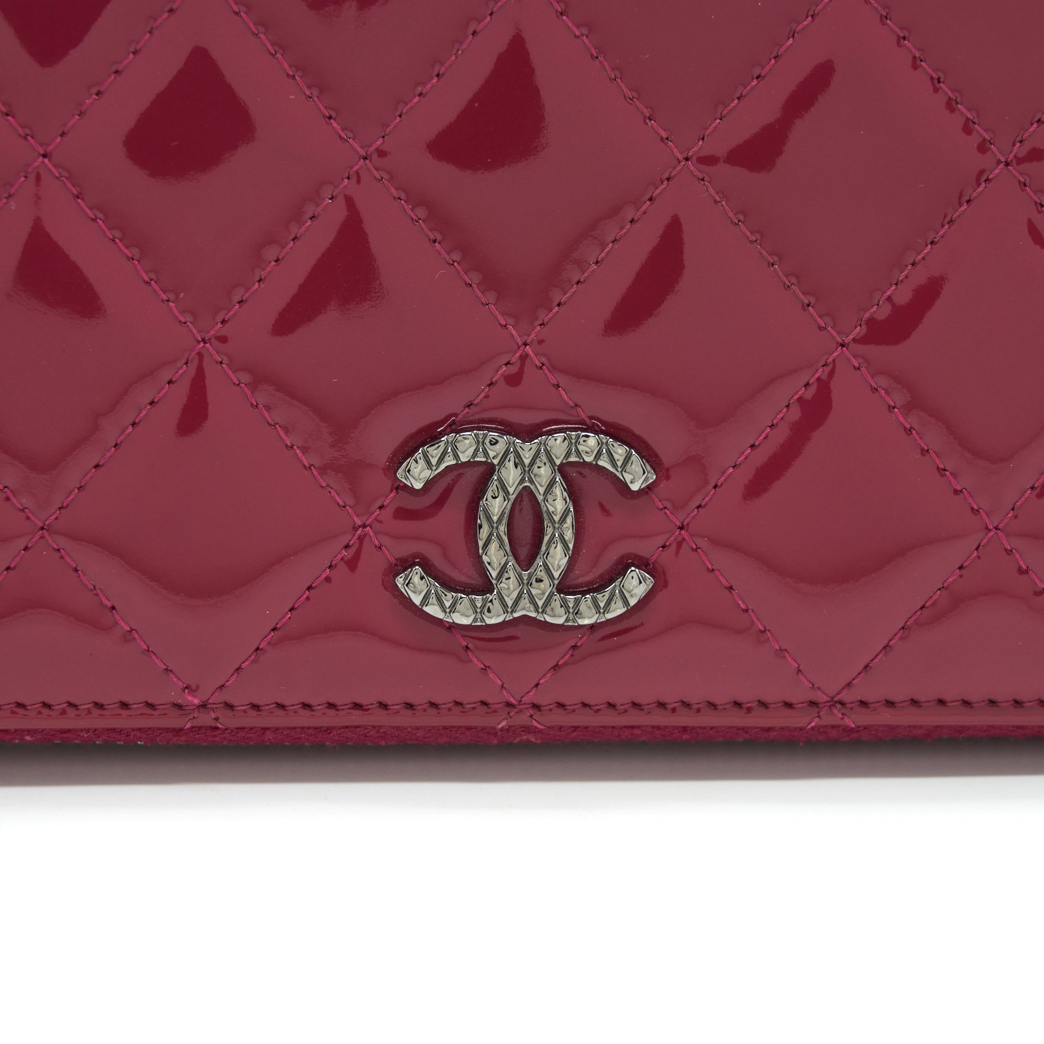 Chanel Long Zip Wallet Patent Fuchsia