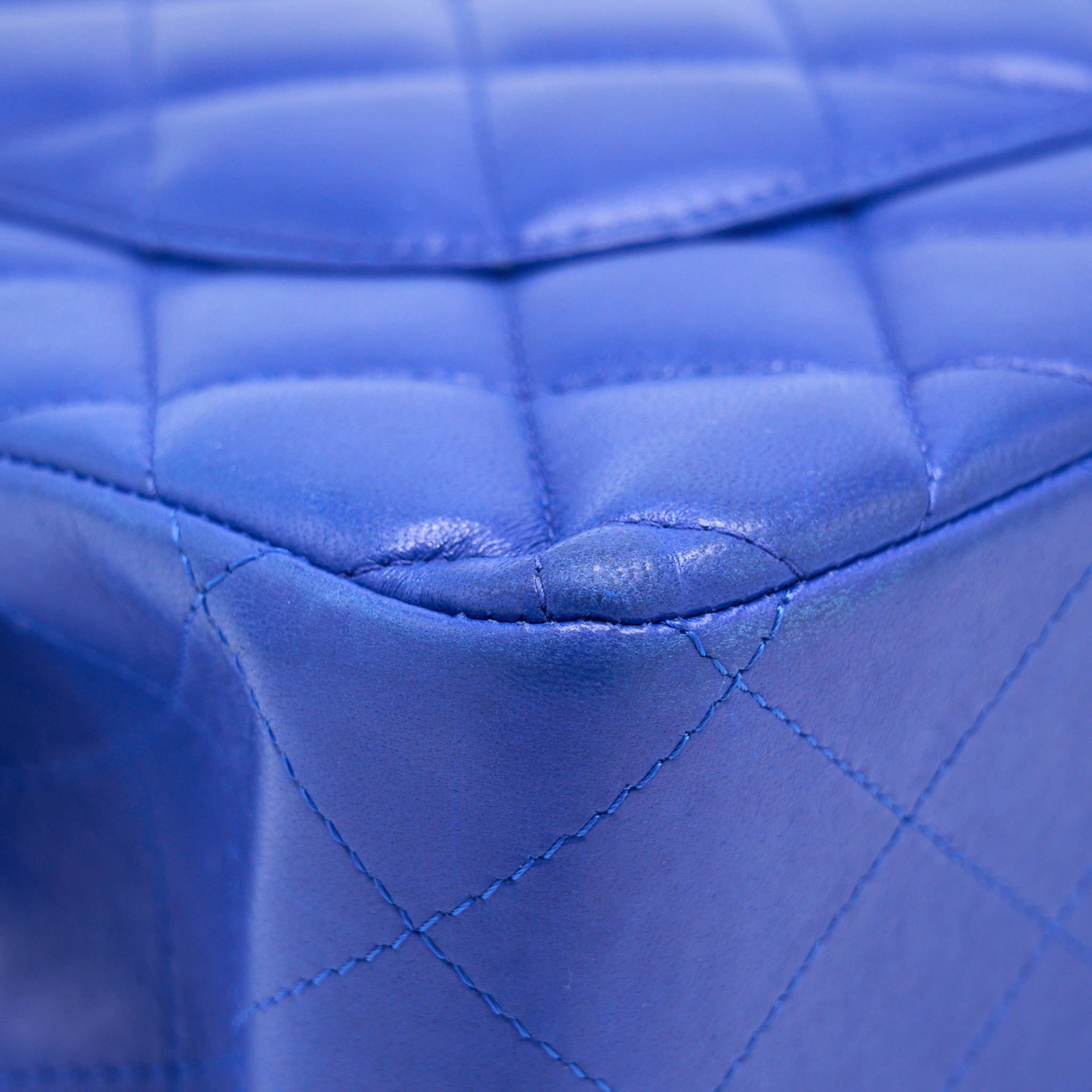 Chanel Jumbo Classic Double Flap Bag Lambskin Blue Brushed