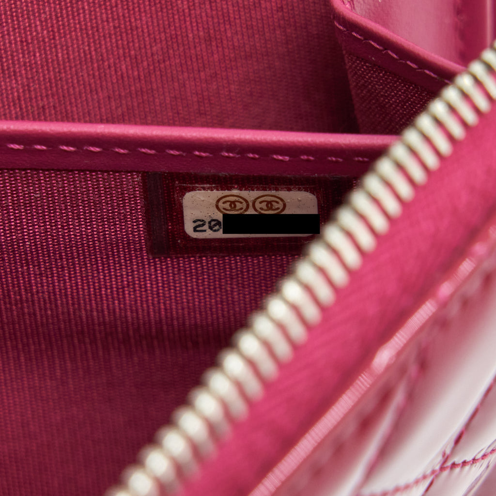 Chanel Long Zip Wallet Patent Fuchsia