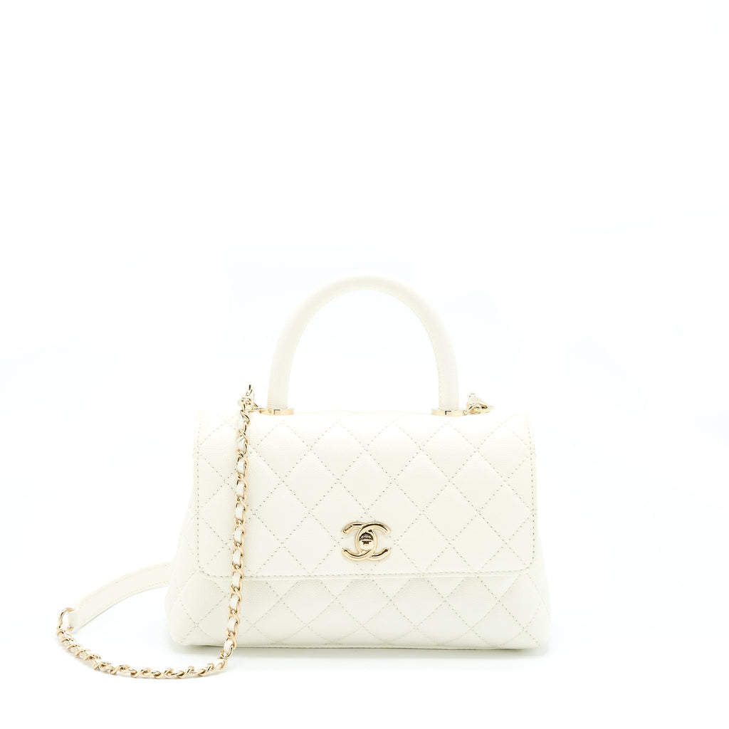 Chanel Small Coco Handle Caviar White L
