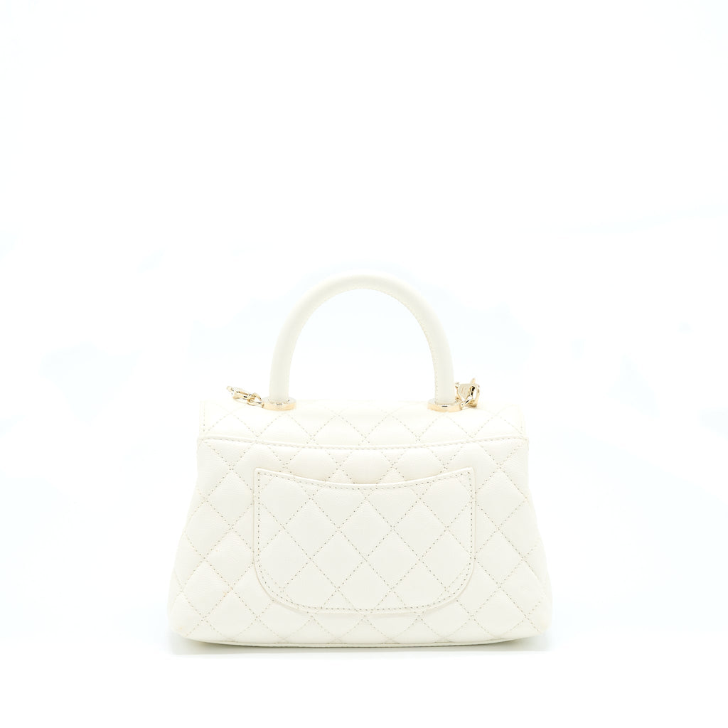 Chanel Small Coco Handle Caviar White L