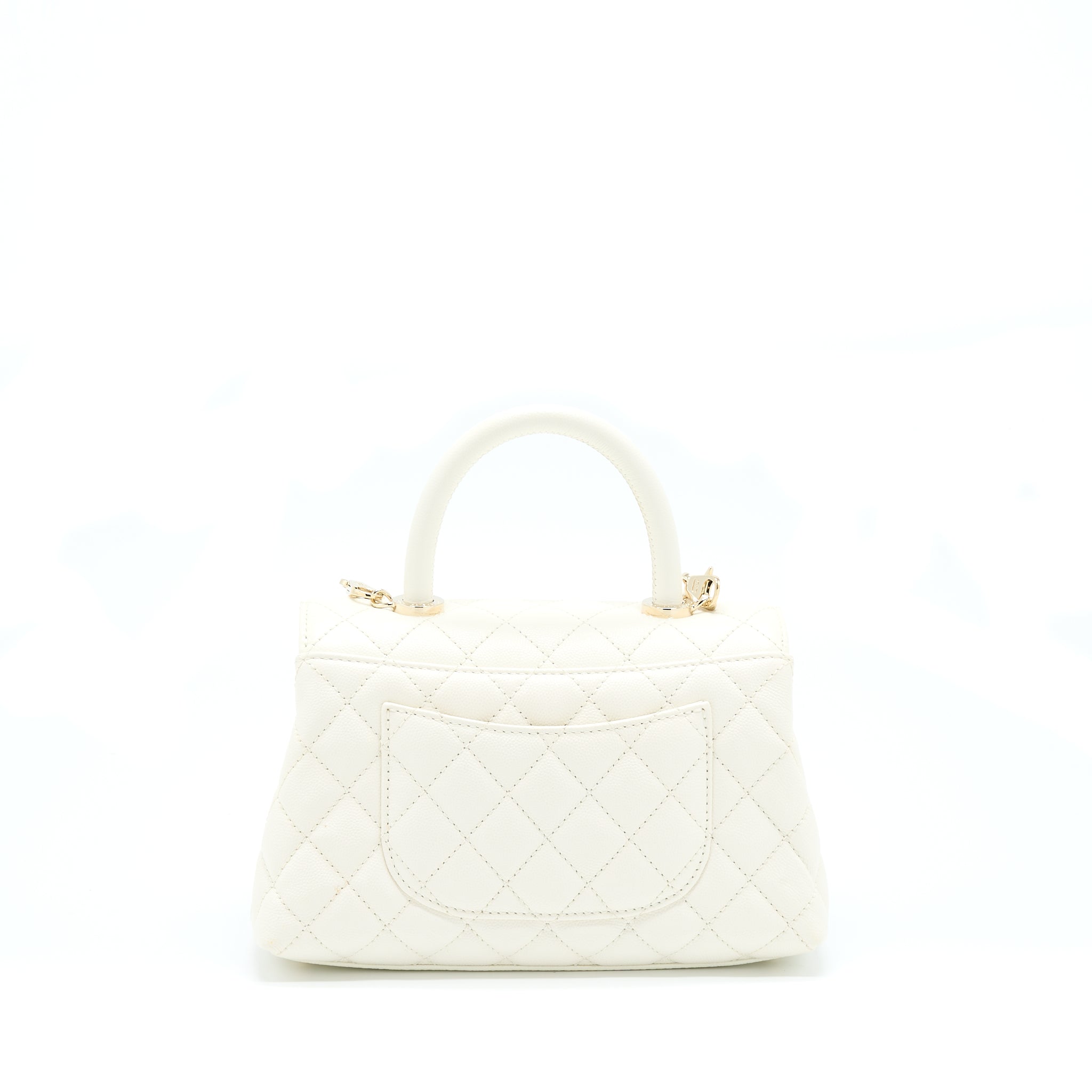 Chanel Small Coco Handle Caviar White L