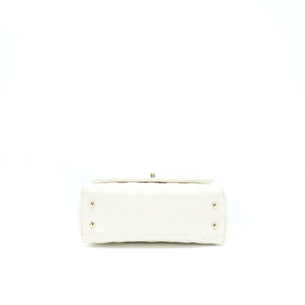 Chanel Small Coco Handle Caviar White L